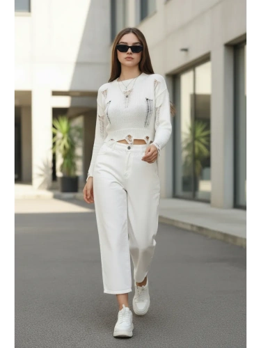 Свитер укороченный c рваным эффектом оверсайз кофта фото 2