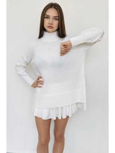 Свитер оверсайз с горлом теплый шерстяной Джемпер фото 5