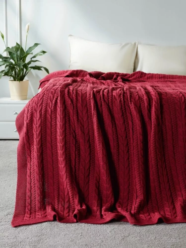 Плед 200x220 на кровать диван покрывало вязаный хлопок 100%