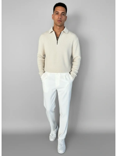 Свитер оверсайз теплый вязаный на молнии с воротником фото 3