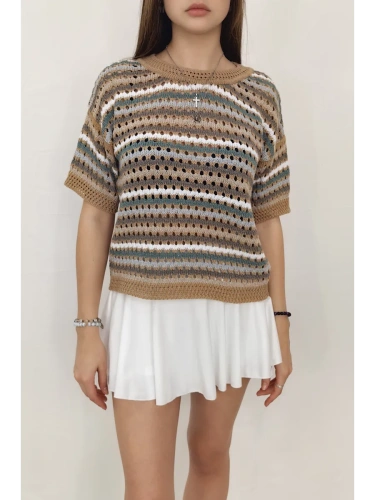 Кофта нарядная оверсайз укороченный ажурная кружевная сетка