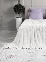 Плед 180x220 на кровать диван покрывало вязаный хлопок 100%