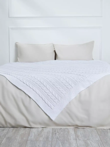 Плед 160х220 покрывало на диван кровать вязаный хлопок 100% фото 5