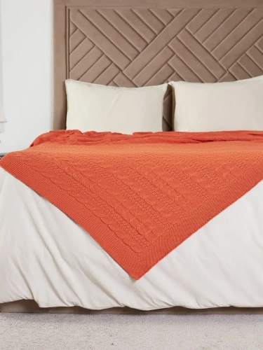 Плед 220x240 на кровать диван покрывало вязаный хлопок 100%