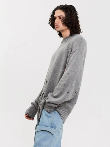 Свитер оверсайз рваный женский и мужской теплая унисекс фото 8