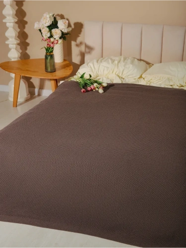 Плед 180х220 на кровать диван покрывало вязаный Хлопок 100 % фото 3