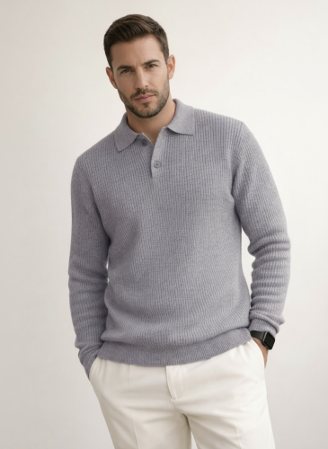 Свитер оверсайз теплый вязаный на пуговицах с воротником