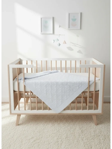 Плед вязаный для малыша 110x90 см хлопок для новорожденных фото 3