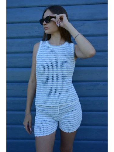 Топ майка вязаный в полоску женский фото 5