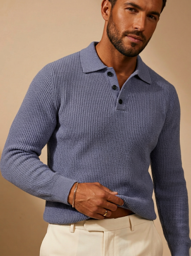 Свитер оверсайз теплый вязаный на пуговицах с воротником