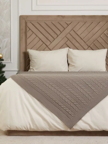 Плед 220x240 на кровать диван покрывало вязаный хлопок 100%