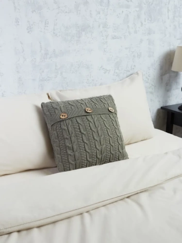 Наволочка декоративная вязаная для подушки 45 x 45 см хлопок фото 5