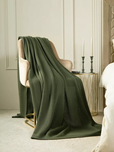 Плед 220х240 на кровать диван покрывало вязаный Хлопок 100 % фото 4